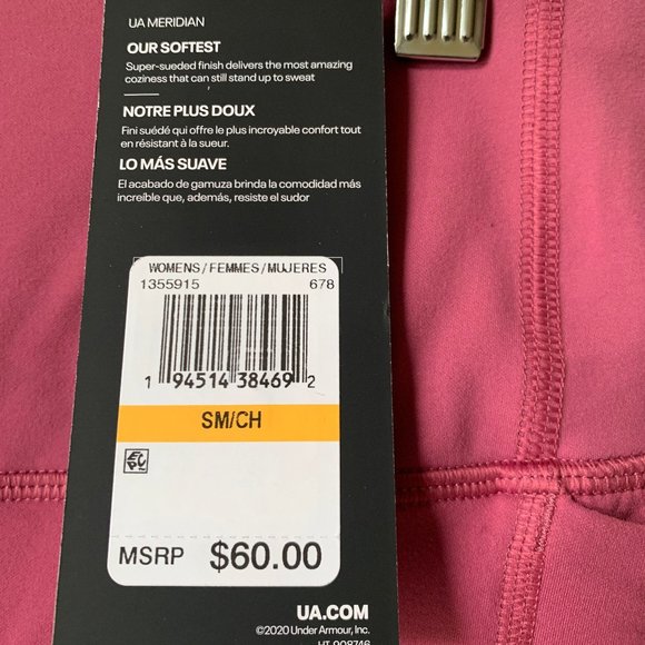 NWT Under Armour Meridian Crop Leggings, Rose Pink, Size Small - Picture 8 of 8